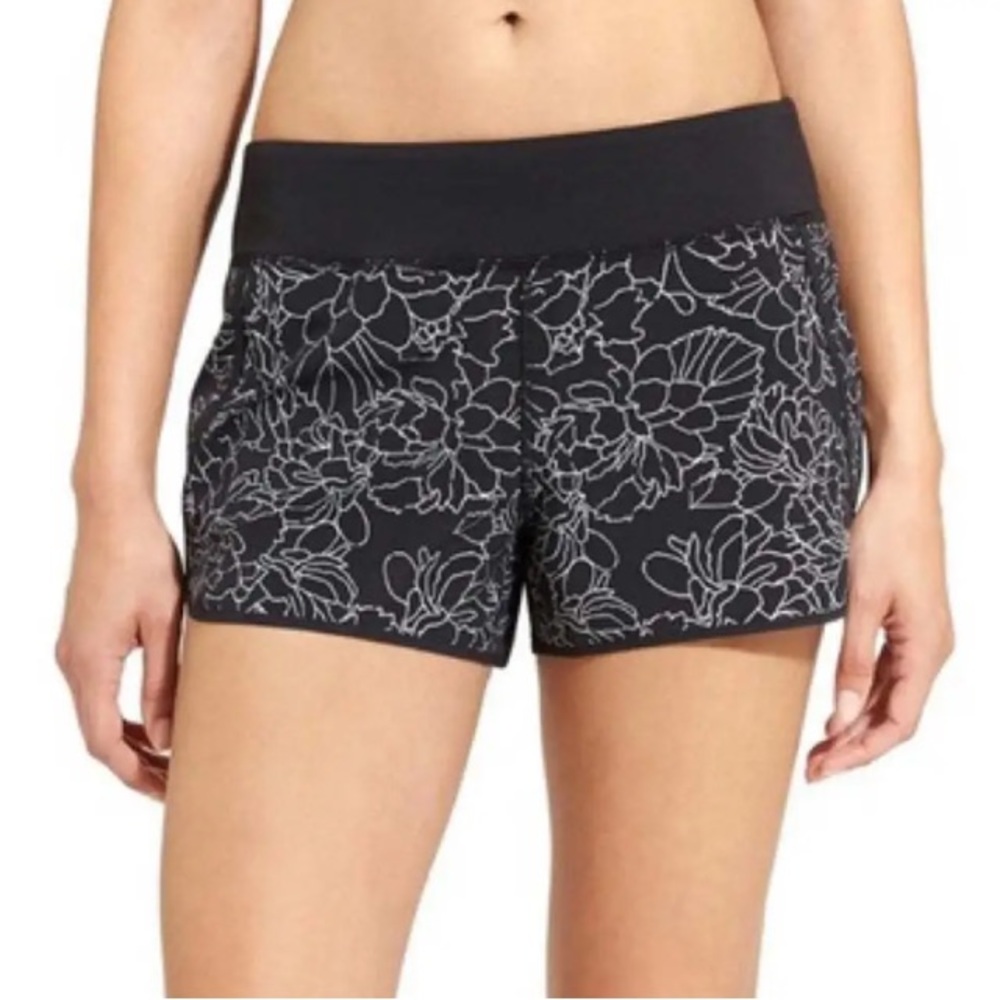 Athleta Reflective Floral Track This Run Shorts Small